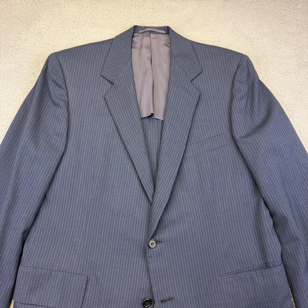 Hickey‎ Freeman Blazer Mens 44 Regular Blue Pinstripe Two Button Suit Jacket